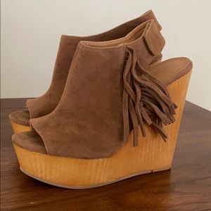 Brown suede wedges